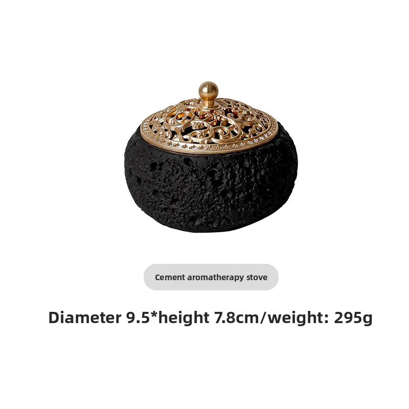 Creativity Carved Cover Incense Burner Three Legged Home Interior Elegant Home Desktop Decoration Fragrance Container Oasis Select black