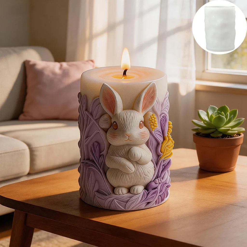 3D Cylindrical Easter Bunny Silicone Mold for DIY Handmade Aromatherapy Candle Home Decor Crafts Oasis Select
