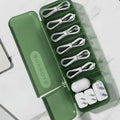 1Pc 7 Compartments Organizer Charger Cord Storage Box Data Cable Storage Case Reusable Cable Storage Box For Home Travel New Oasis Select army green