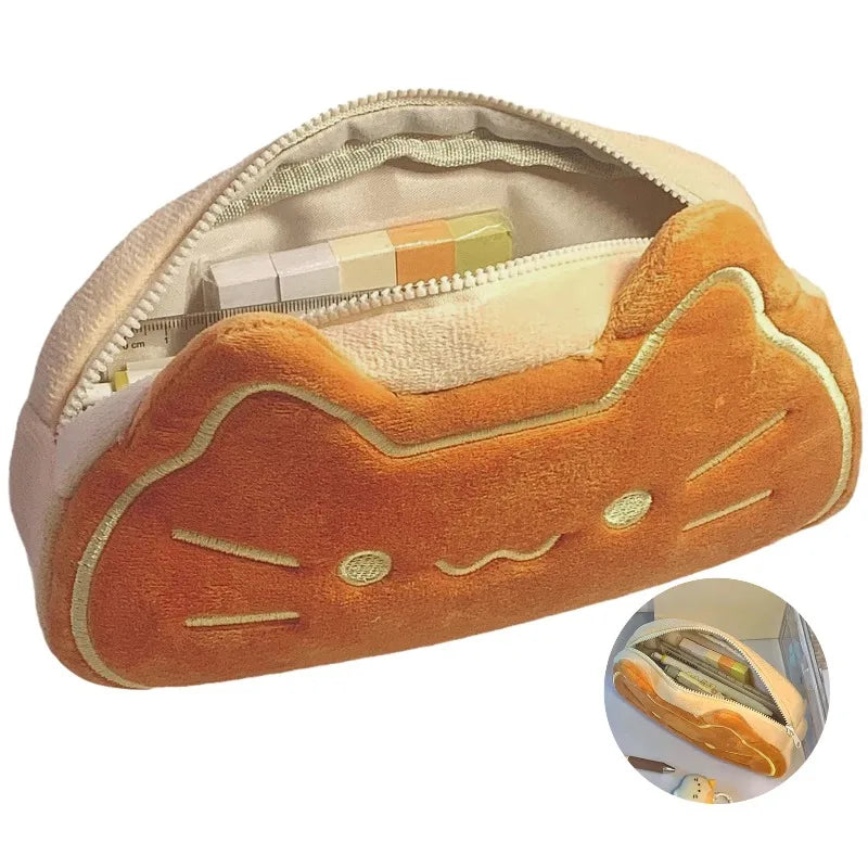 1pcs Kawaii Cat Plush Stationery Bag Portable Pencil Case Aesthetic Stationery Bag Suitable for Animal Lovers Gifts Oasis Select