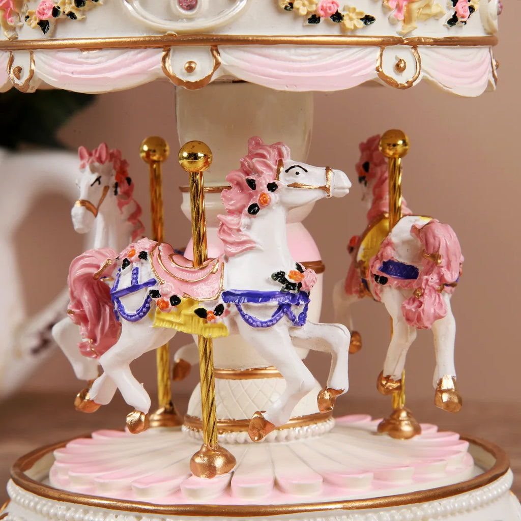 Luminous Carousel Music Box Music Box for Little Girl Princess Classmate Girl Heart Girl Birthday Gift Music Box Oasis Select