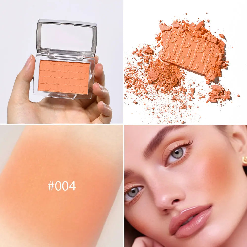 2pcs Matte Embossed Blush & Brush Long Lasting High Pigmented Multi-Purpose Blush Palette Pink Natural Color Rendering Cosmetics Oasis Select