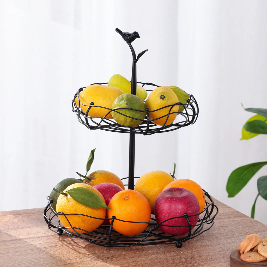 Creative Fruit Plate Multi-layer Fruit Plate Wrought Iron Candy Snack Shelf Vegetable Storage Basket Living Room Fruit Basket Oasis Select