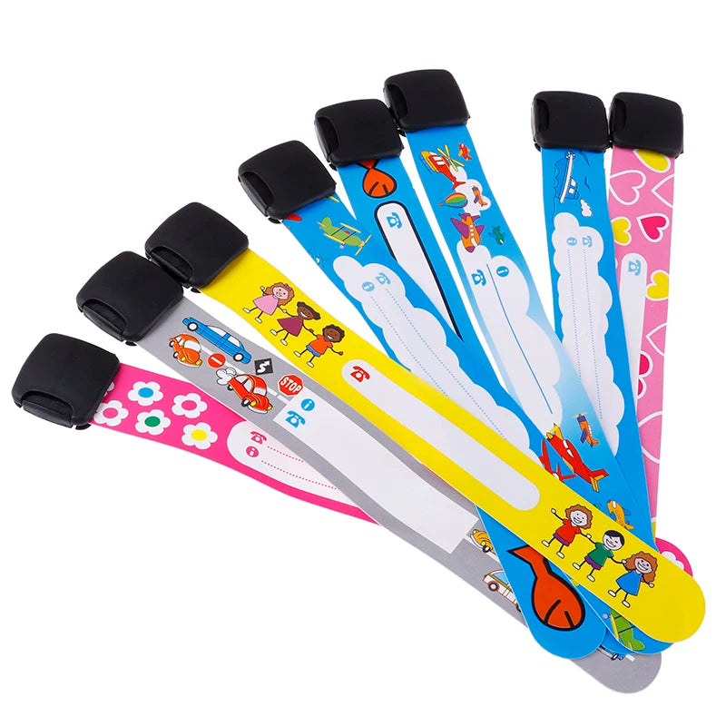 4/10Pcs Children Travel Outdoor Safe Anti-lost Wristband Safety Recognition Bracelet For Kids Adjustable Waterproof Reusable Oasis Select