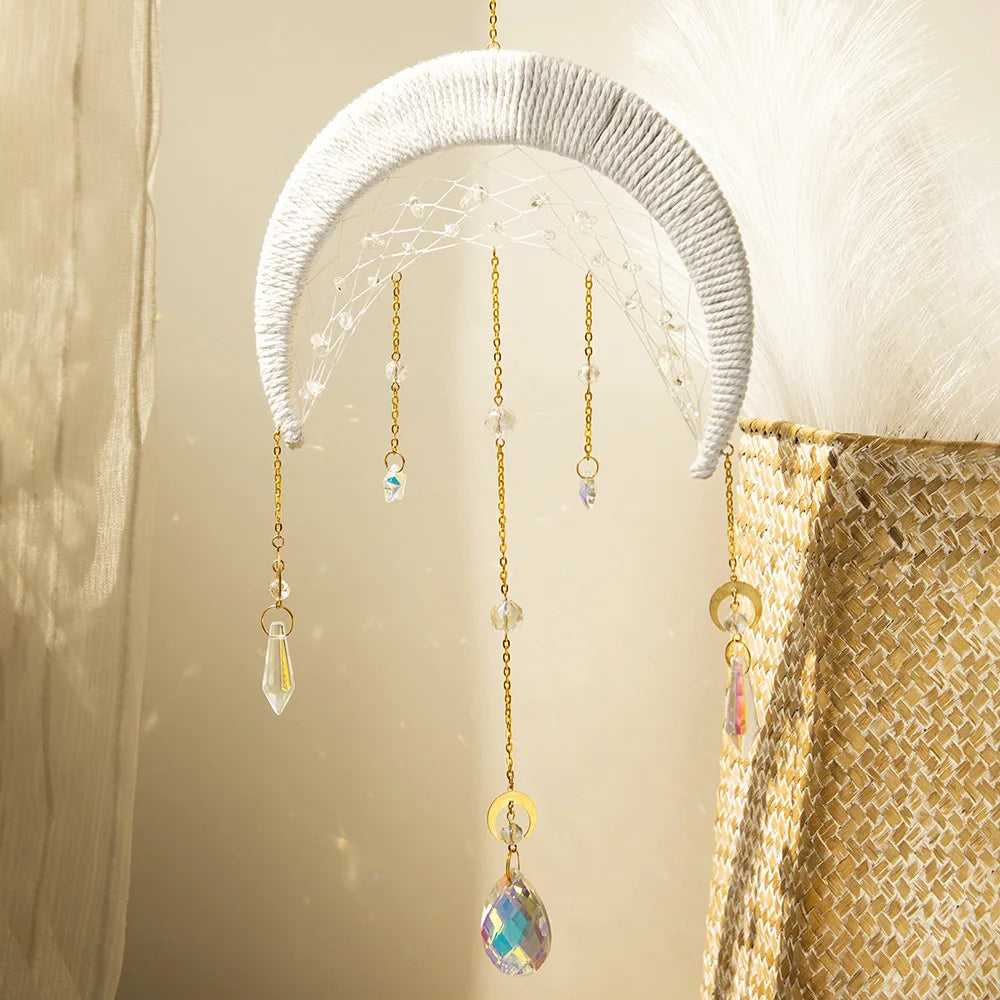 Natural Gravel Hourglass Blue Lotus Big Moon Pendant Garden Sun Catcher Crystal Ball Decoration Wind Chimes Oasis Select