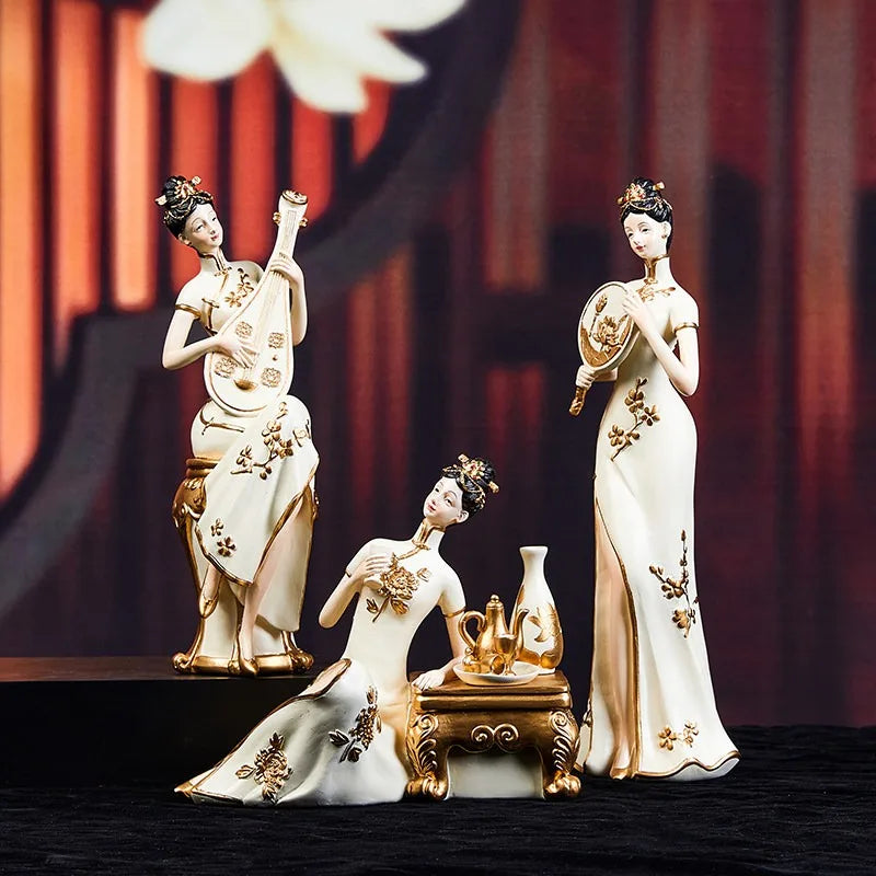 Light Luxury High-end Ladies Ornaments Ancient Figures New Chinese Style Art Decorations Retro Living Room Foyer Decorations Oasis Select