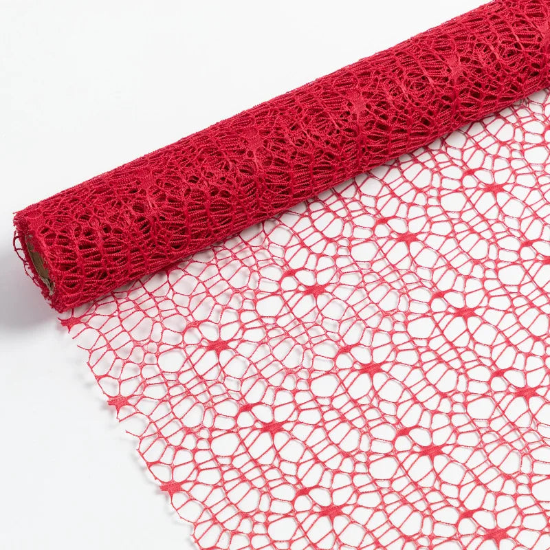 50cm 5yards Flower Wrapping Gauze Bouquet Wrapping Lace Jacquard Net Flower Pattern Mesh Floral Wrapping Paper Valentine's Day Oasis Select Wine Red