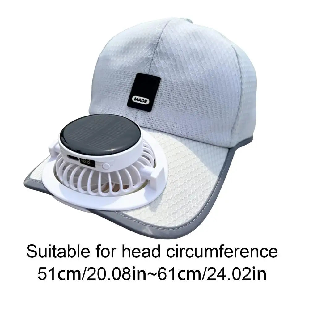 Summer Sunhat with Solar Fan Sun Block Baseball Hat with Solar Fan USB Charging Fan Outdoor Sunhats Sunscreen Sunshade Hats Oasis Select white round