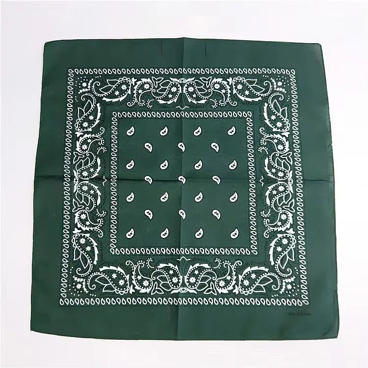 1/2pcs Bandana Kerchief Unisex Hip Hop Black Hair Band Neck Scarf Sports Headwear Wrist Wraps Head Square Print Handkerchief Oasis Select Deep green