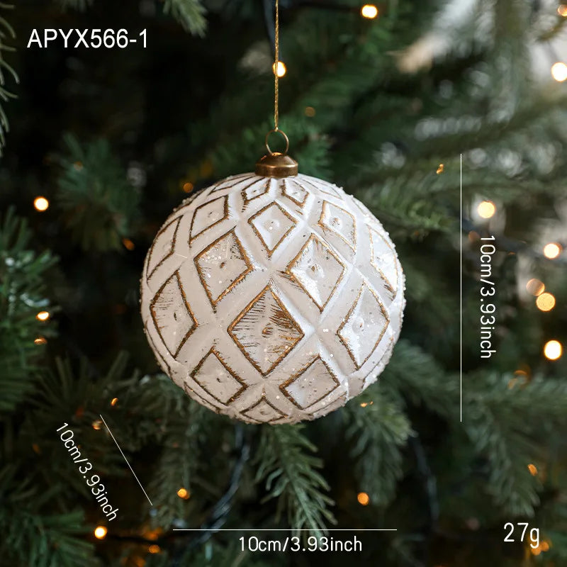 White Gold Matte Christmas Ball Ornament | Snowflake Pendant