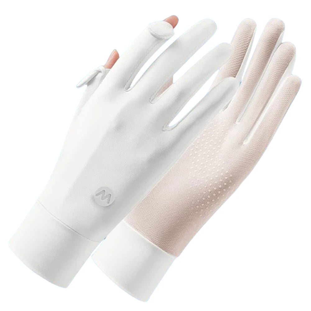 Women's UPF50+ UV Sun Gloves – Ice Silk Touchscreen Cycling UV Sun Protection Gloves Oasis Select White United States