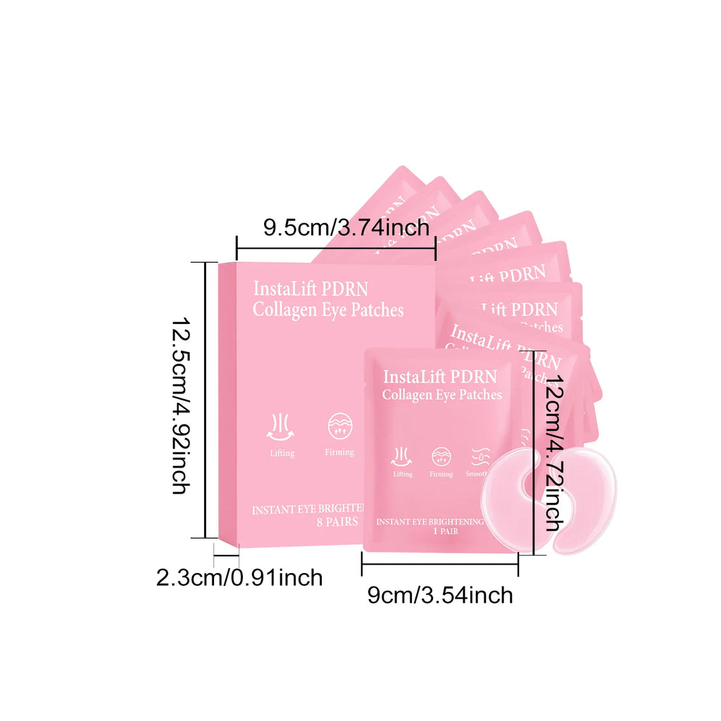 Instalift PDRN Collagen Eye Patches Anti Dark Circles Eye Bags Anti Wrinkles Hydrogel Under Eye Mask with Niacinamide & Caffeine Oasis Select 8Pcs Boxed