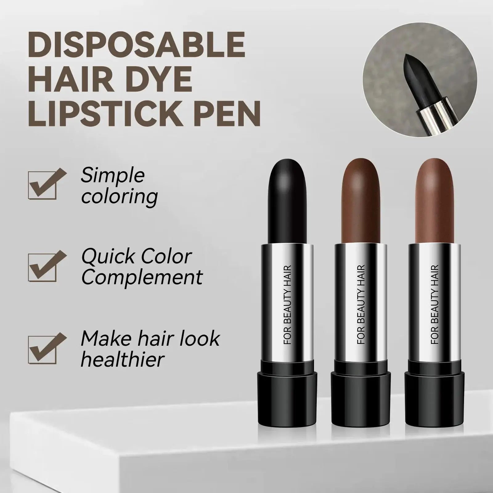 MLSMILE Black Hair Color Stick – Instant Gray Coverage Touch-Up Pen