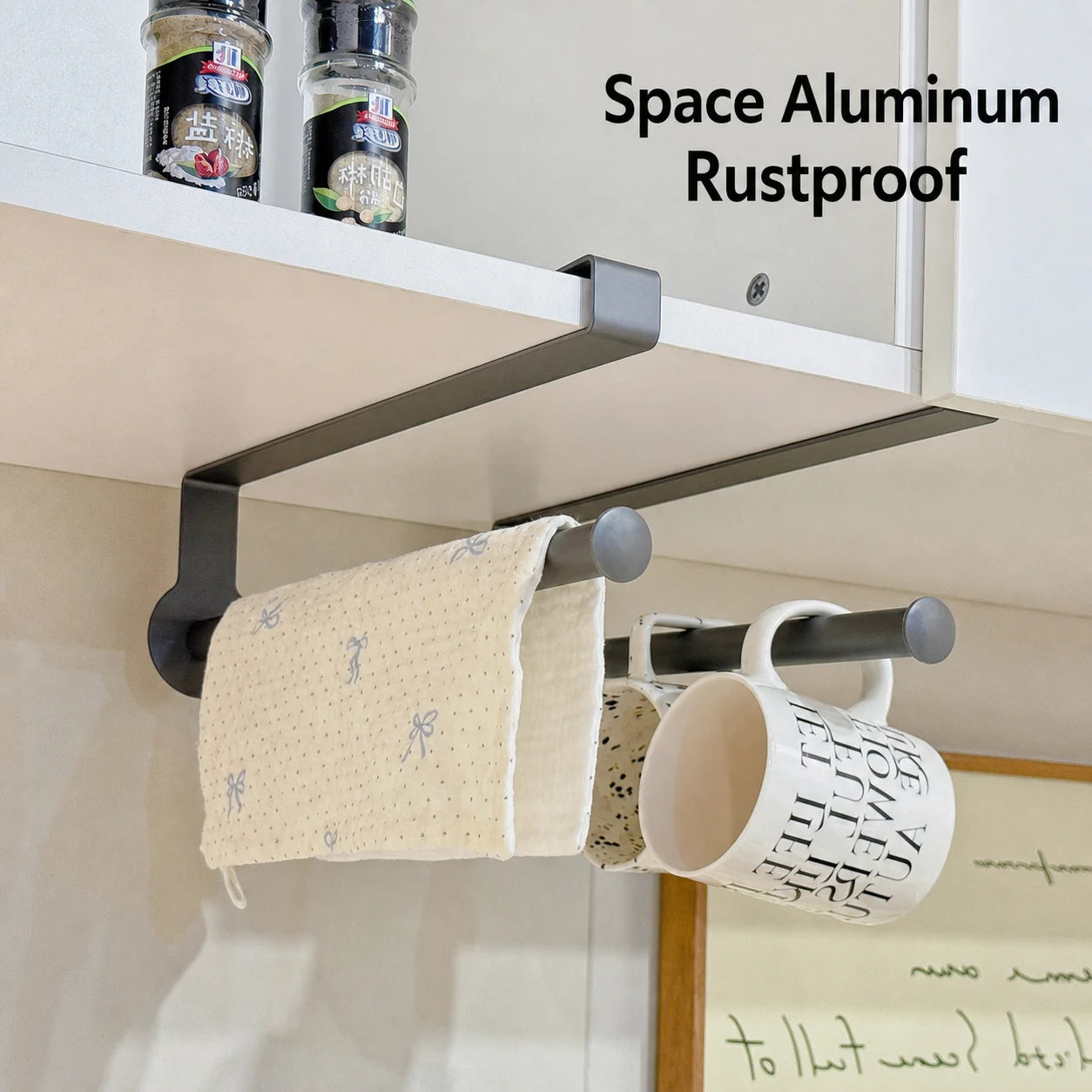1 pc Punch-free Iron Kitchen Paper Towel Holder, Under-Cabinet Punch-Free Paper Towel Rack, Durable and Easy to Clean Oasis Select