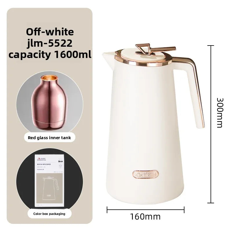 Glass Liner Thermal Jug Large Capacity Insulated Hot Water Bottle Vacuum Flask for Home and Office Oasis Select Off-white 1600ml