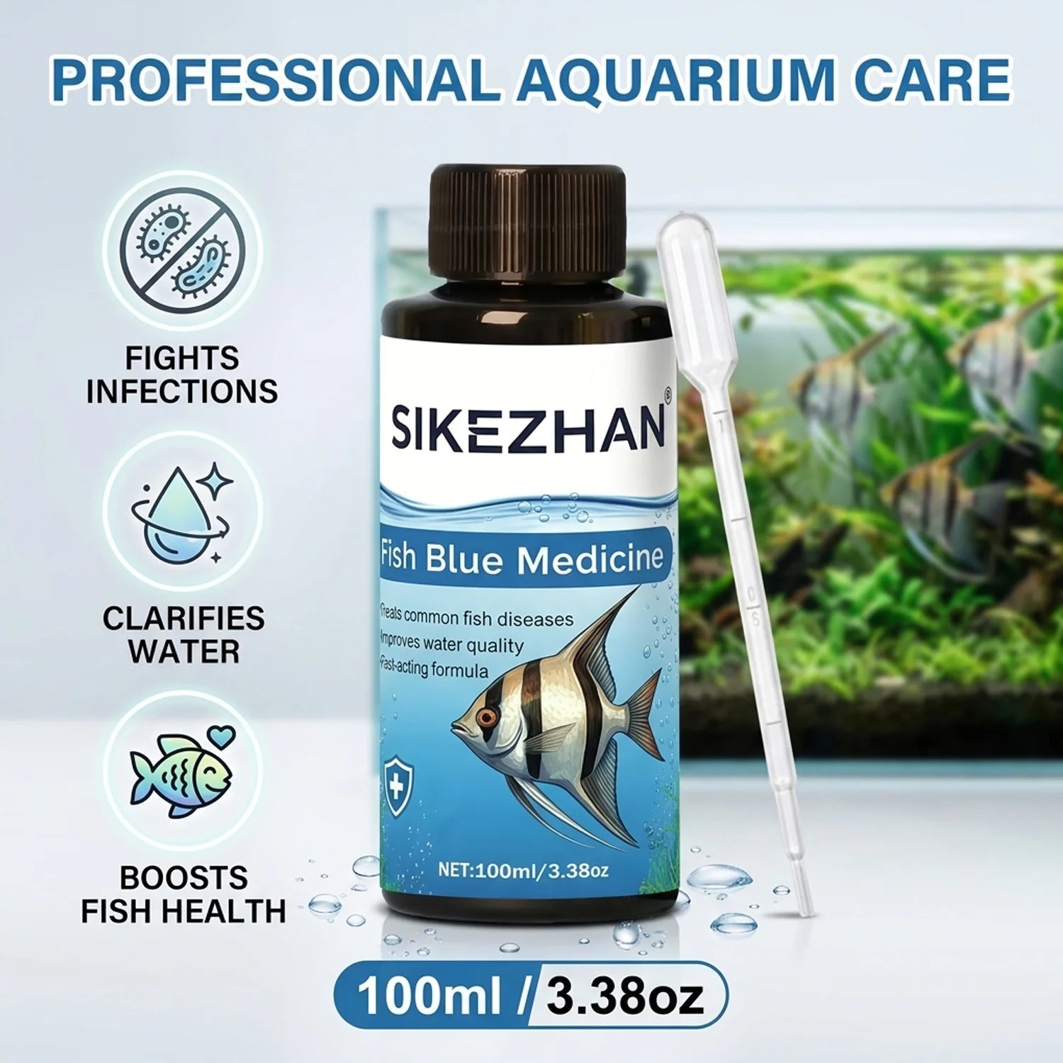 Aquarium Fish Tank Methylene Blue Water Care Anti Ich White Spot Fungus Disease Remedy Safe For Tropical Freshwater Fish Healing Oasis Select