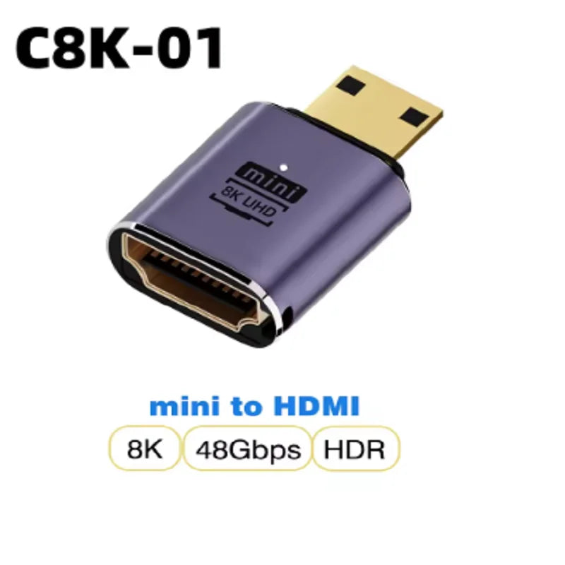 8K HDMI2.1 Cable Adapter micro mini hdmi to HDMI 2.1 Converter 48Gpbs 8K60HZ 4K120HZ for HDTV Projector PS4 PS5 Laptop PC Oasis Select C8K 1