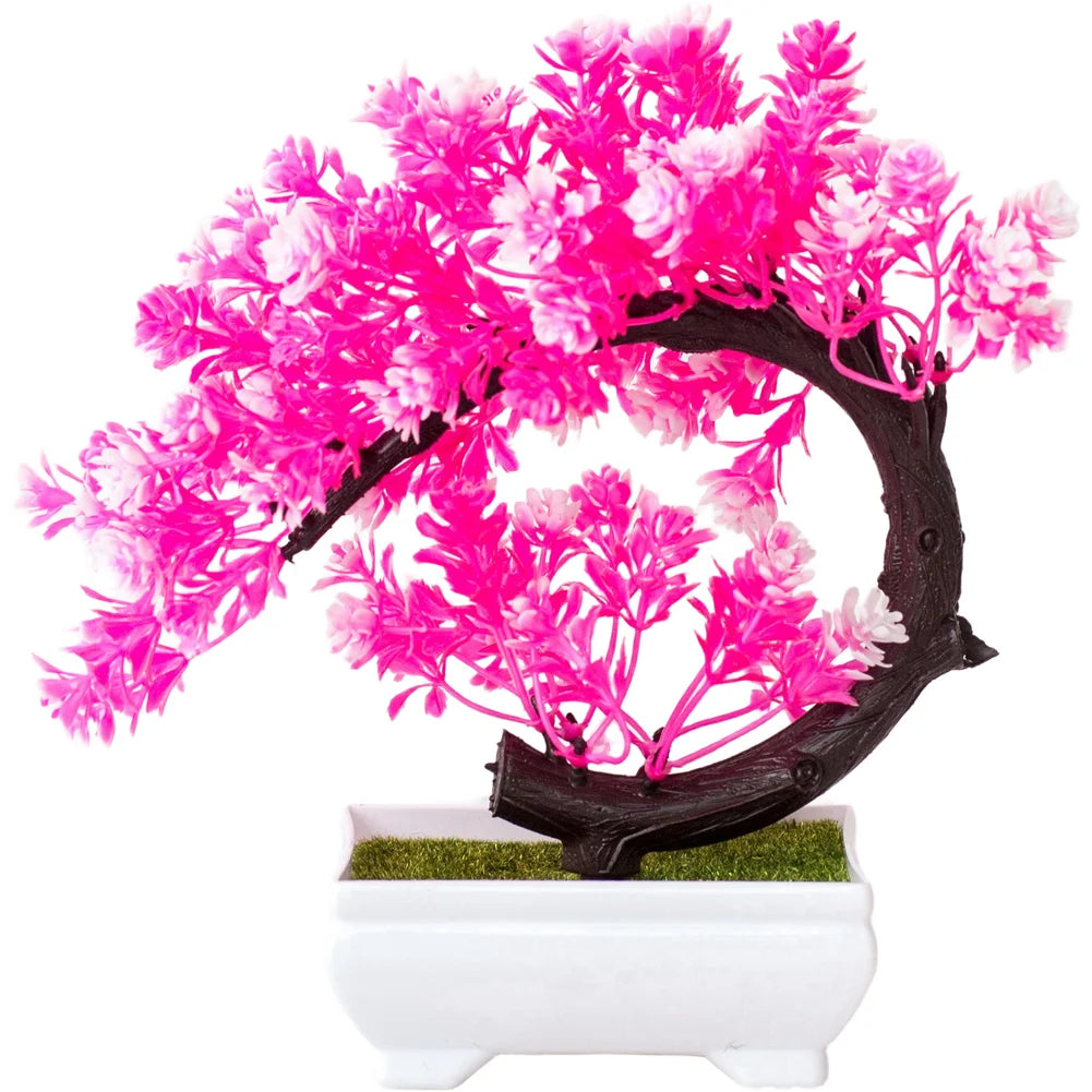 Artificial Tree Bonsai Simulation Plants Pot Plants Small Tree Grass Flower Potted Home Decor Wedding Table Centerpiece Oasis Select PINK