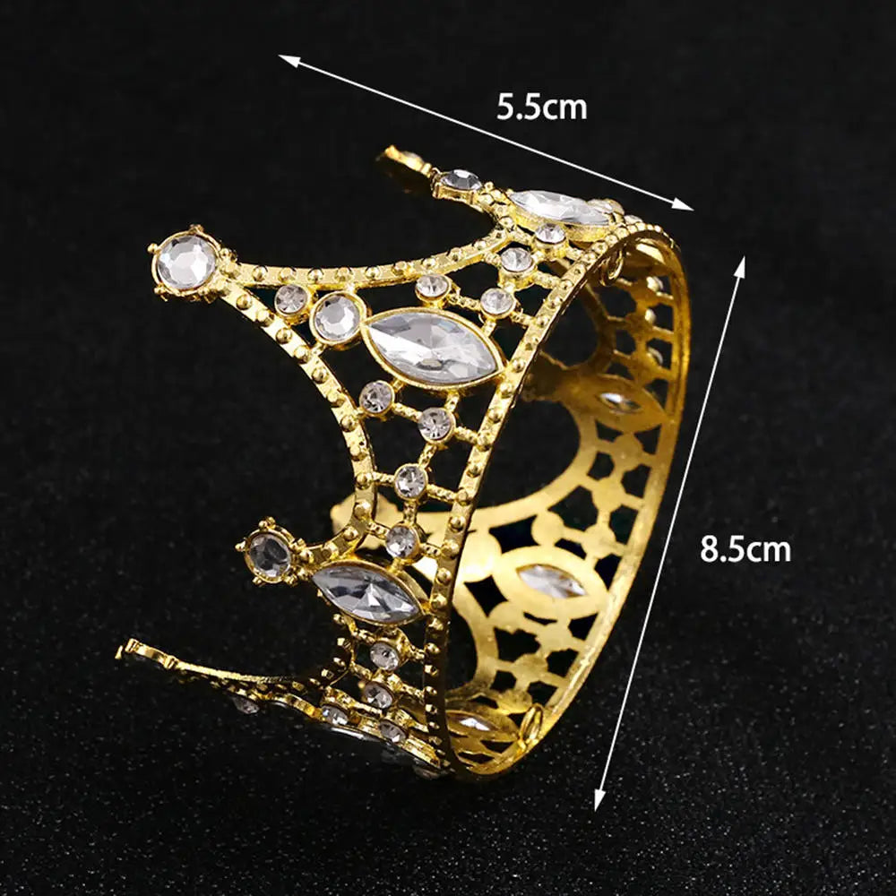 Rhinestone Crown Baking Cake Topper Headwear Decoration Children's Hair Accessories Princess Wedding Birthday Party Supplies New Oasis Select Gold Horse eye CHINA