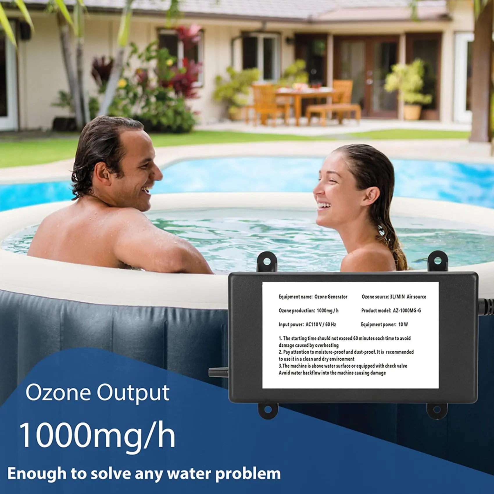 2026-WISH 2X Ozone Generator For Cold Plunge,1000Mg/H Ozone Generator For Water Keep Cold Plunge,Hot Tub,Pool Clean Fresh US Plu Oasis Select