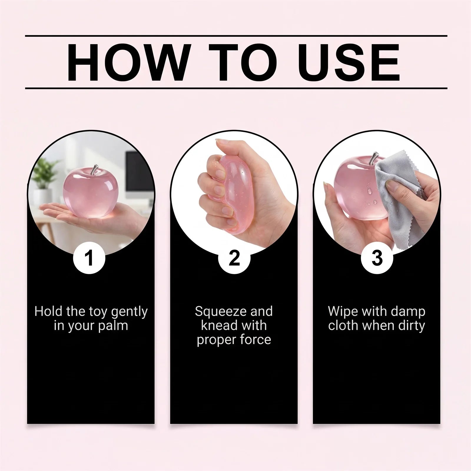 Squishy Pink Apple Stress Ball Soft Fidget Sensory Toy Suitable Autism Relief Simulated Slow Rebound Squeeze Toy Adult Kids Gift Oasis Select