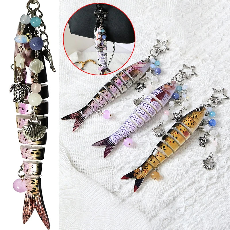 Handmade Fish Keychains Lovely Jewelry Artificial Fish Bait Swimbait Mobile Phone Lanyard Keychain For Men And Women Jewelry Oasis Select