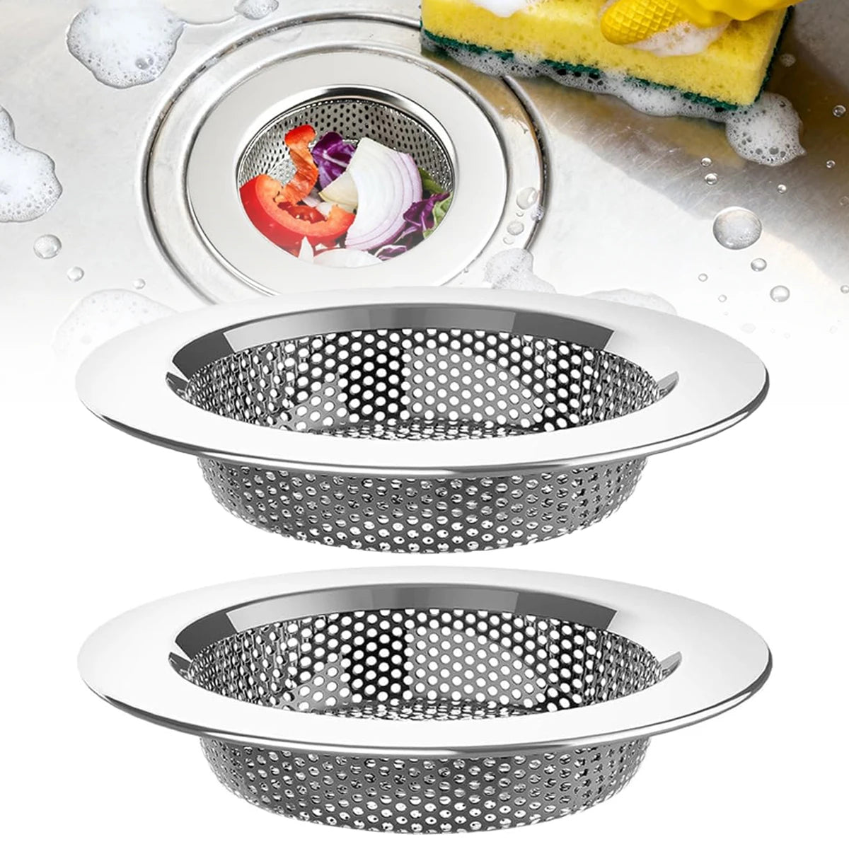 1/3/5 PCS Stainless Steel Sink Strainer Universal Fit Drain Basket Rust-Proof Food Catcher for Fast Drainage Easy Clean Oasis Select