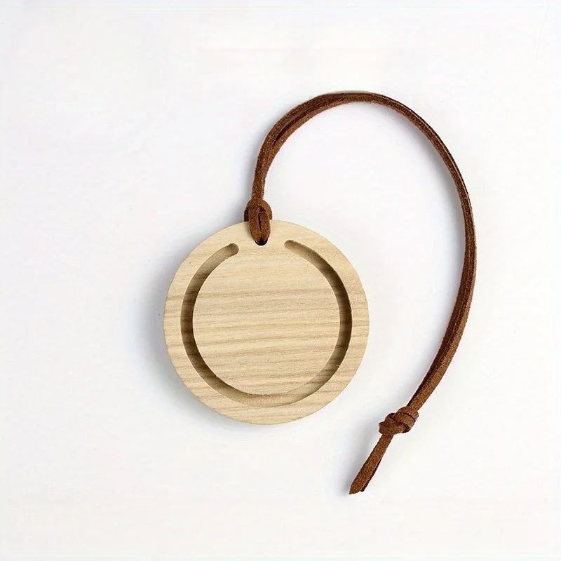 1PC Round Premium Wood Diffuser - Handmade from White Wax Wood and Black Walnut - Elegant Car Suspension Aroma Accessories Oasis Select White wax wood