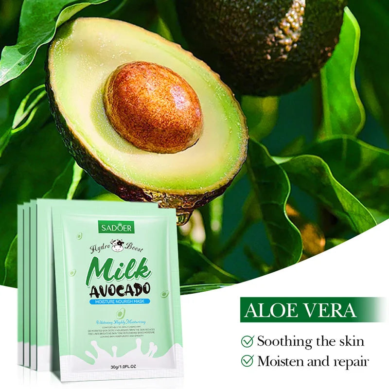 SADOER Vitamin C Avocado Sheet Masks – Hydrate & Brighten Face Sheet Mask Oasis Select