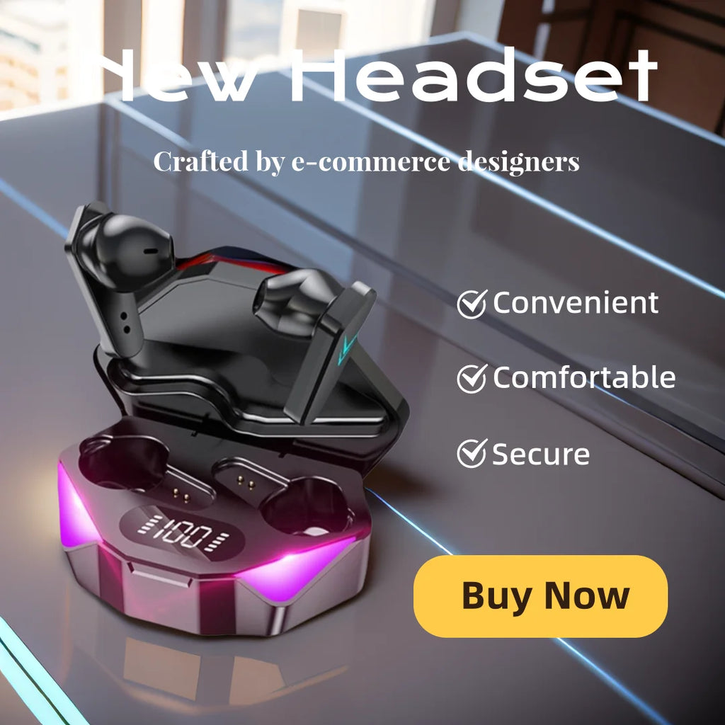 New TWS Gaming Earbuds Wireless Bluetooth Earphones With Mic Bass Audio Sound Positioning 9D Stereo Music HiFi Headset For Gamer Oasis Select Black