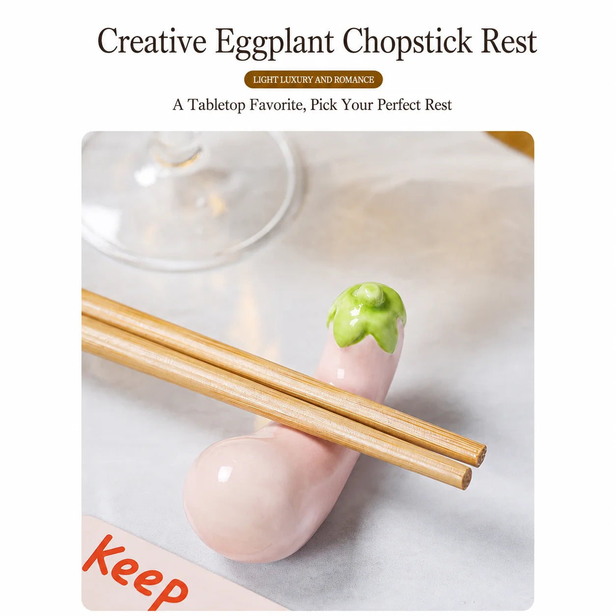 Eggplant Ceramic Chopstick & Pen Rest | Cute Desktop Decor