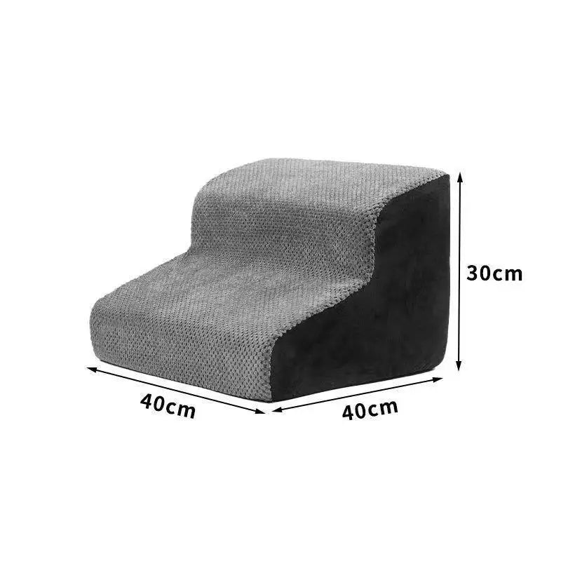 Pet 2/3 Steps High Density Foam Dog Secure Stairs Ramps Non-Slip Pet Steps for Older Dogs Pet with Joint Pain Sofa Bed Ladder Oasis Select 2 floor dark gray