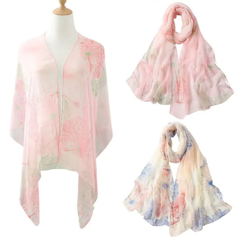 Fashion Embroidered Silk Scarf Breathable Sun-Resistant Beach Shawl Smooth Silk Long Wraps For Women Oasis Select