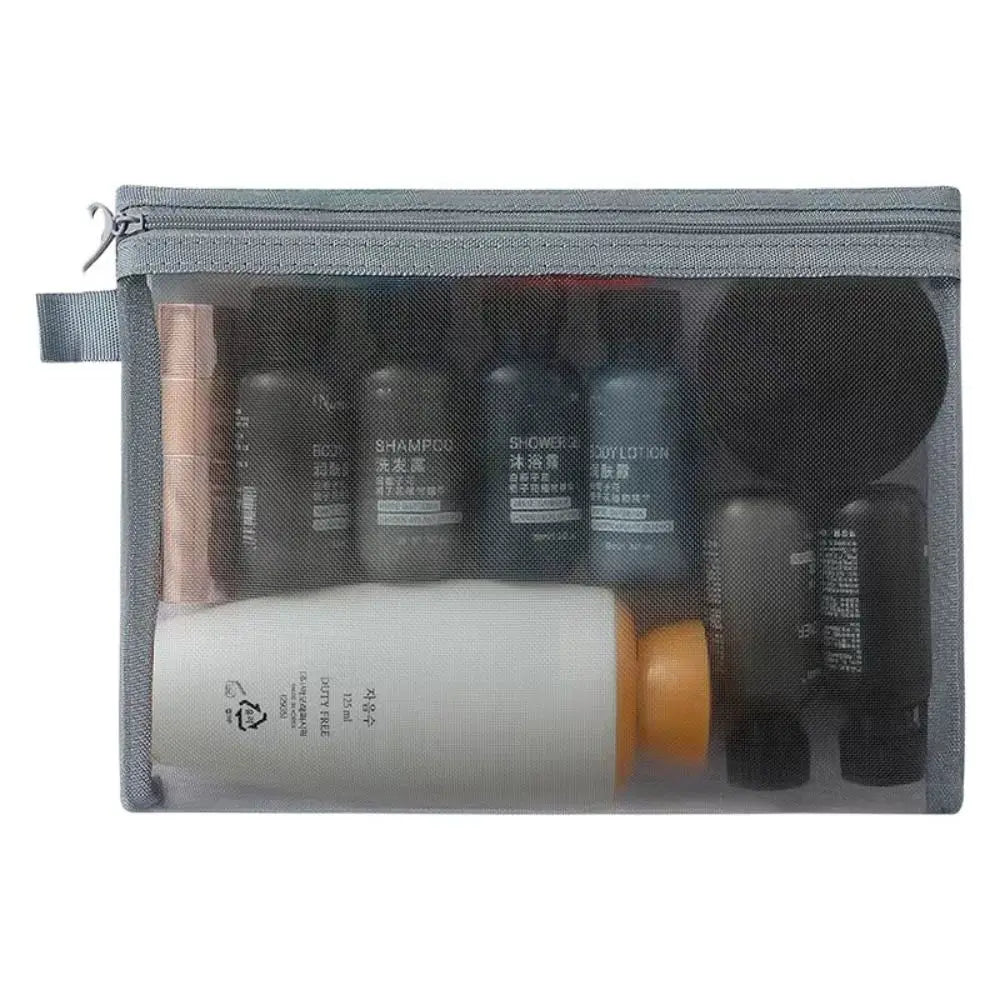 Mesh Zipper Cosmetic Bag | Travel Toiletry Organizer 3 Sizes Mesh Cosmetic Bag Oasis Select Grey S