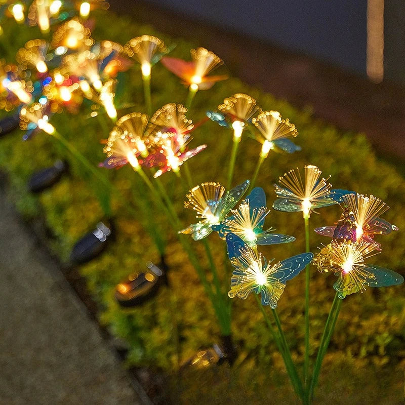 Solar Fiber Optic Butterfly Lights Outdoor Courtyard Waterproof Ground Plug Lawn Lights Villa Decorative Atmosphere Color Lights Oasis Select