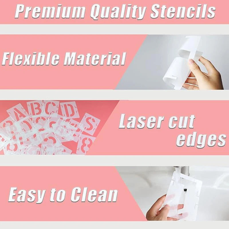 42 pieces of letter hollow templates, reusable artistic fonts, coloring, spray painting. Suitable for walls, wood, rock fabrics Oasis Select