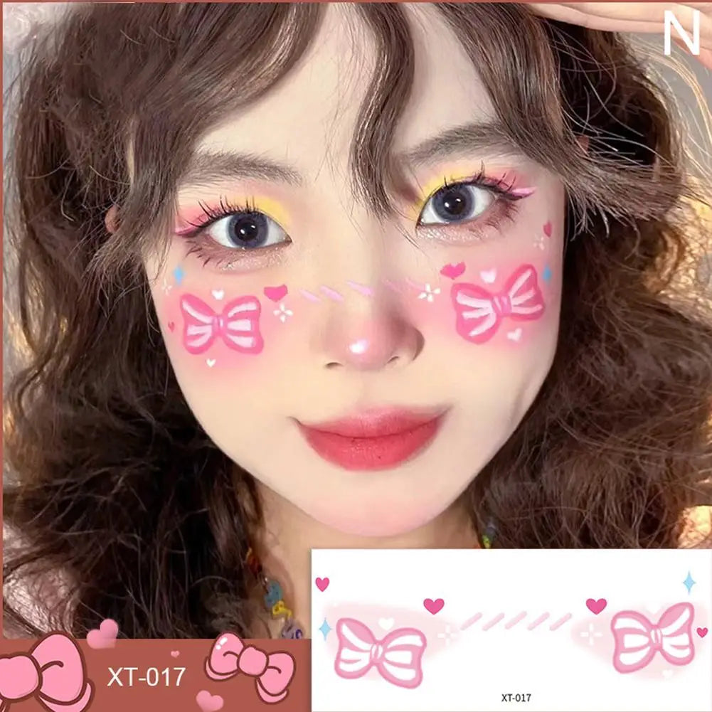 Cute Love Hearts Face Temporary Tattoos for Girls Face Makeup, Eye Shadow Stickers Waterproof Fake Tattoos Party & Festive Looks Oasis Select N
