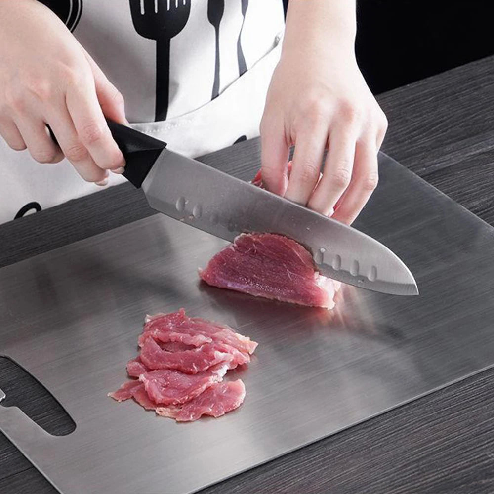 New stainless steel cutting board, multiple materials, for kitchen, home, camping, parties, and barbecues, usable on both sides Oasis Select
