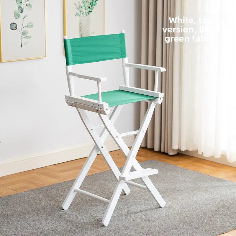 Beech director chair portable solid wood folding chair outdoor leisure chair makeup chair outdoor sketch chair bar chair fishing Oasis Select green cloth F