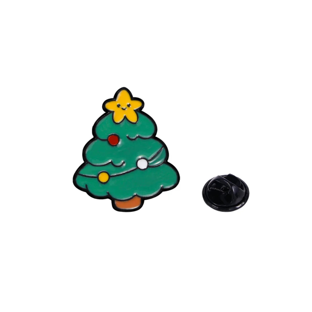 Cute Cartoon Christmas Day Enamel Brooch Creative Santa Claus Snowman Tree Lapel Pin Badge Backpack Clothing Hat Accessories Oasis Select Style 6