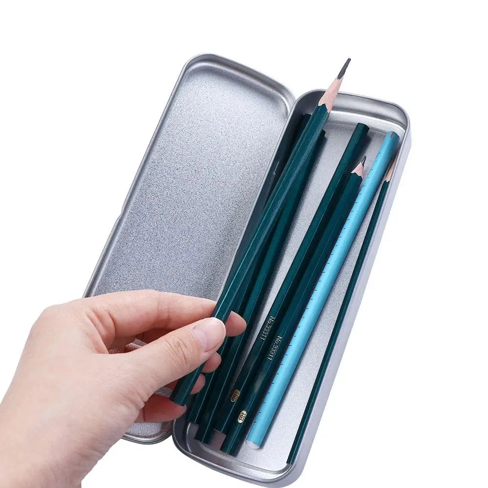 Simple Metal Pencil Case Aluminum Stationery Boxes Tin Pen Box Multifunction Storage Box Stationery School Supplies Gift for Kid Oasis Select