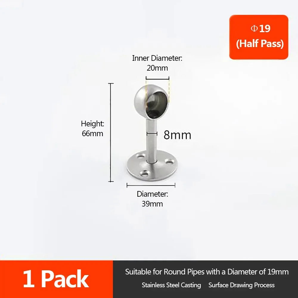 Stainless Steel Pipe Bracket 19/22/25mm | Wardrobe & Curtain Rod