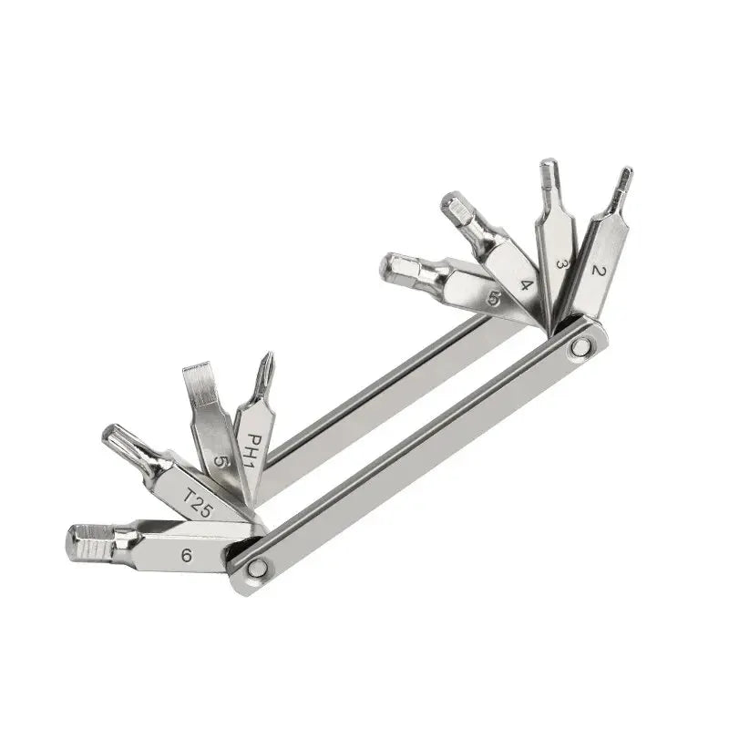 RIDERACE 8 in 1 Function Bike Tool Portable CR-V Steel Hex Spoke Wrench Motorcycle Cycle Screwdriver Multi Bicycle Repair Tool Oasis Select Silver