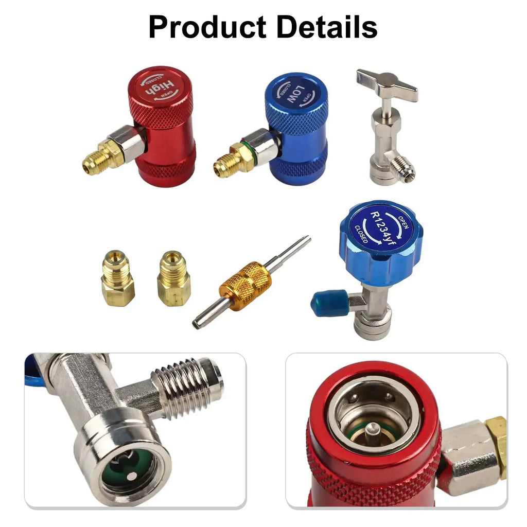 Quick Couplers Set for R1234yf with Innovative Valve Core Remover Ensures Reliable For HVAC System Service and Diagnostics Oasis Select