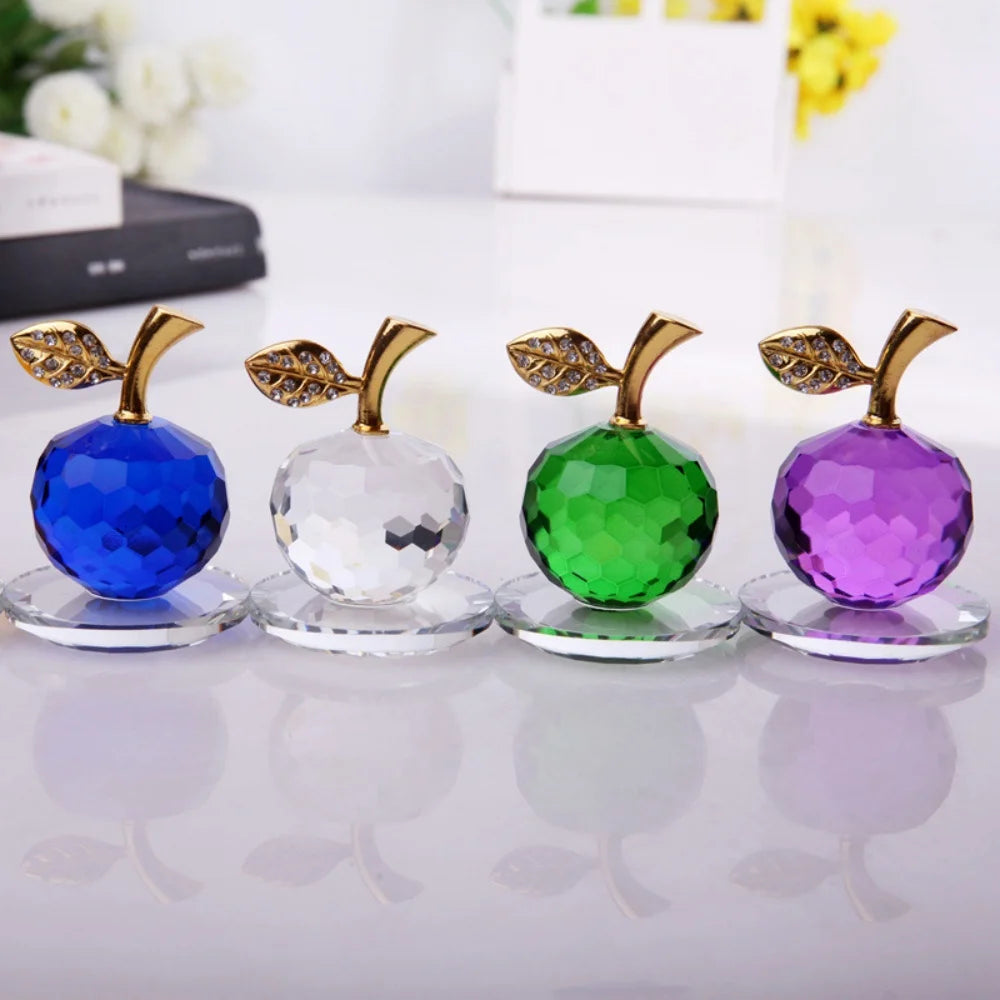 3D Crystal Apple Ornament Diamond Apple Craft Souvenir Home Living Room Desktop Decoration Car Ornaments Fruit Figurines Gift Oasis Select