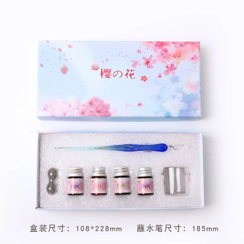 Romantic Sakura Glass Dip Pen Sakura Flower Series Multi piece Gift Box Gradient Color Set Oasis Select 6