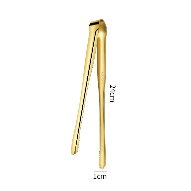 2Pcs Kitchen Tongs Stainless Steel Barbecue Tongs Clip BBQ Grill Meat Tongs Cooking Tweezers for Food Utensils Kitchen Tools Oasis Select Golden-24CM 2Pcs