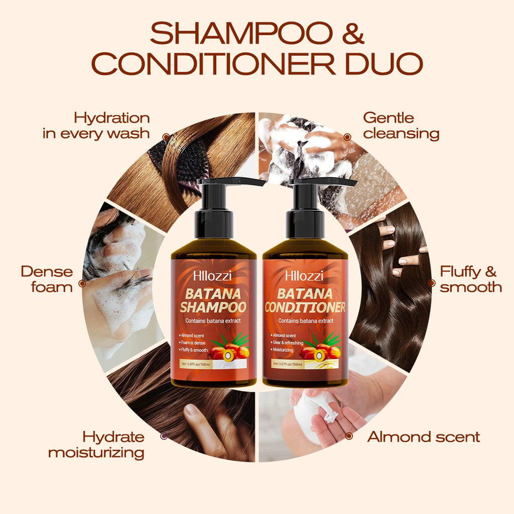Batana Shampoo and Conditioner, thick foam, fresh fragrance, super cleaning power, smooth and moisturizing. Oasis Select