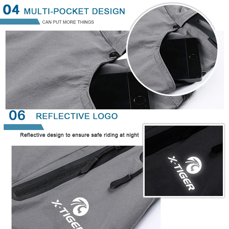 X-TIGER Mountain Bike Shorts Multi Pockets Breathable Loose Waterproof MTB Bike Shorts Gel Pad Shockproof Bicycle Underwear Oasis Select