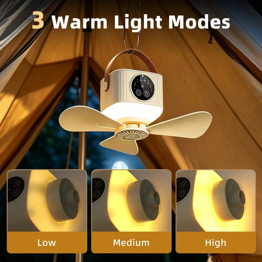 AFDEAL Portable Ceiling Fan 7200mAh Rechargeable LED & Remote